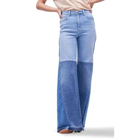 Lee Vintage ModernHigh Rise Flare Jeans Womens 30 Medium Wash Release Hem Pieced - Picture 3 of 8